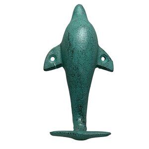 Dolphin Wall Hook, Distressed Wrought Iron, Nautical Decor